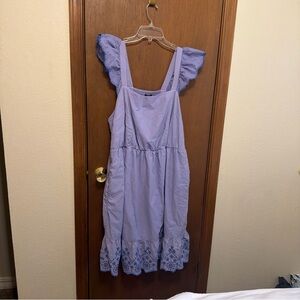 Lane Bryant Blue Midi Dress with Embroidered Details